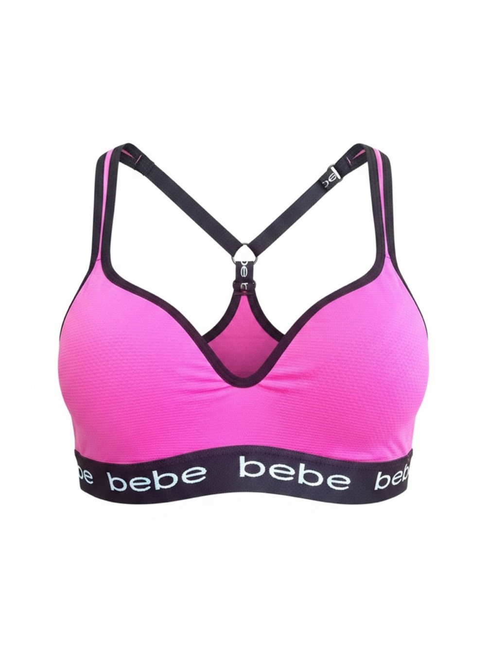 Bebe hot pink & black seamless racerback sports bra with adjustable straps 3X